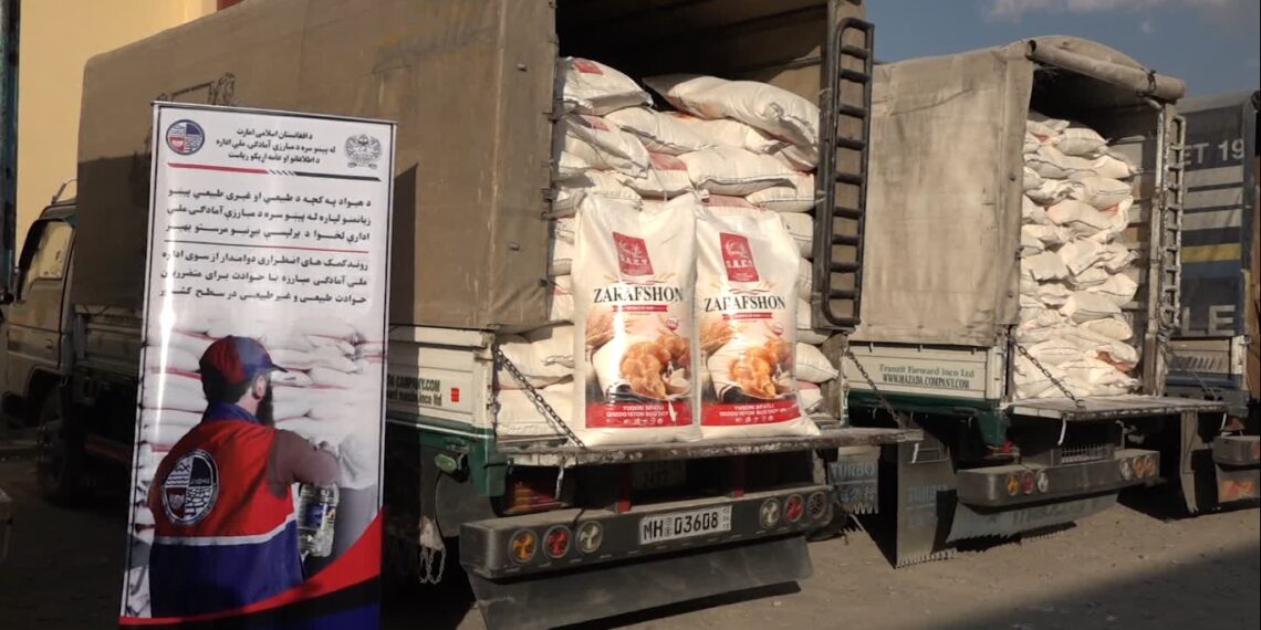 روسیه کې مېشت یوه افغان سوداګر طبیعي پېښو سره د مبارزې له ملي ادارې سره د ۴۸ ټنه خوراکي توکو مرسته کړې