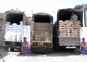 د يوه افغان سوداګر له لوري اړمنو افغانانو سره د ۵۵ ټنو خوراکي توکو مرسته وشوه