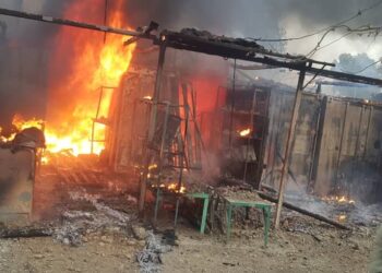 د پوځي رژیم برید کې د تورخم ښارګوټي یو سوداګریز مارکېټ سوځېدلی